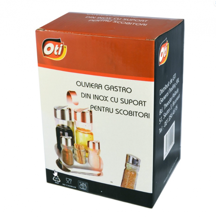 Oliviera Gastro din inox si sticla cu suport pentru scobitori [2]