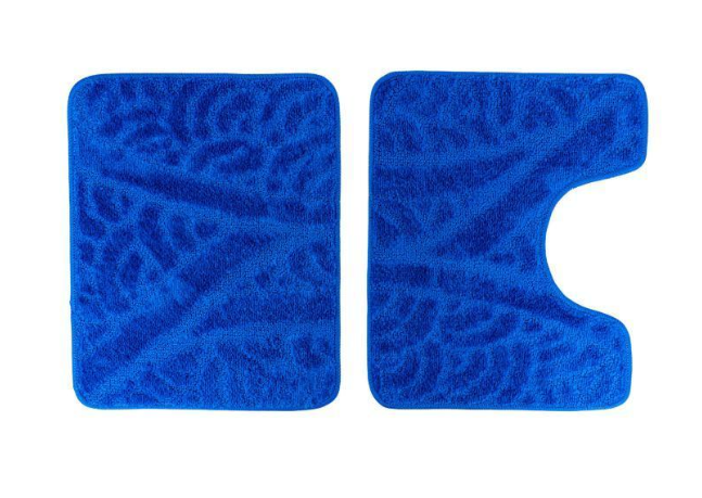 Set covoras de baie 3 piese, polipropilena, 100x60, 60x50, 40x60, Albastru inchis [3]