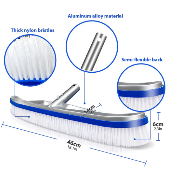 Perie MASTERTOP cu Mâner Lung din Aluminiu, Ideală pentru Curățarea piscinelor, Podelelor și Plăcilor Ceramice [2]