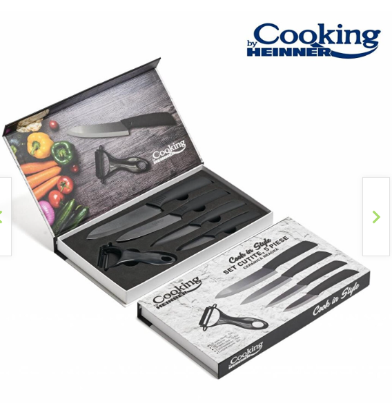 Set de 5 cutite de bucatarie Heinner HR-FGS506B, ceramica neagra [2]