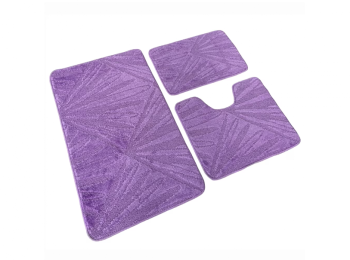 Set covoras de baie 3 piese, polipropilena, 100x60, 60x50, 40x60, Mov [3]