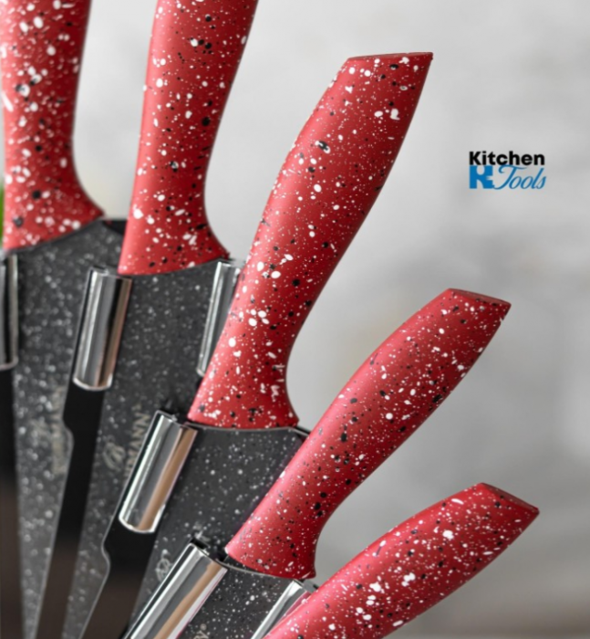 Set de 5 cutite din inox cu suport acrilic si manere soft-touch, Bohmann [4]