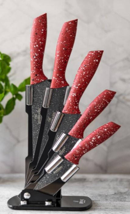 Set de 5 cutite din inox cu suport acrilic si manere soft-touch, Bohmann [6]