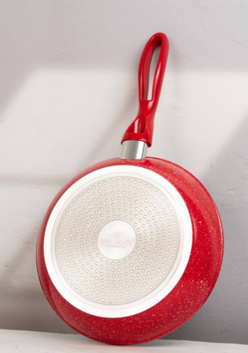 Set cratite din aluminiu forjat, 5 piese, Bohmann, marmorat interior-exterior, inclusiv inductie, rosu [4]