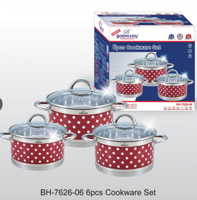Set de oale din inox cu buline, Bohmann, 6 piese, 2.6L, 3.6L, 4.7L [2]