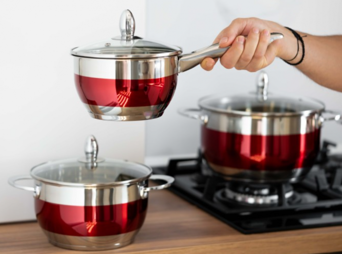 Set 8 piese, cratite inox termorezistente, 1.8l/2.5l/3.5l/5.9l, Bohmann, Rosu [2]