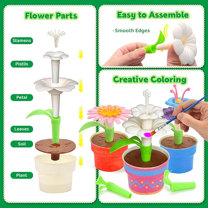 Set Pairez Toys flori din cuburi de construit, kit pictura și artizanat, STEM, pentru copii 6-10 ani [3]
