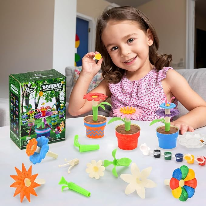 Set Pairez Toys flori din cuburi de construit, kit pictura și artizanat, STEM, pentru copii 6-10 ani [4]