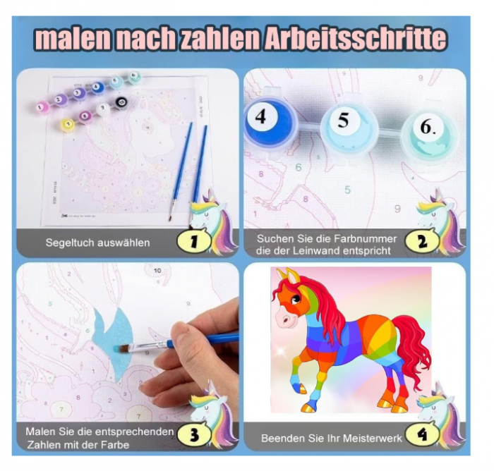 Set de pictură pe numere Aapxi – Pânză cu model preimprimat – tematică de cai [8]