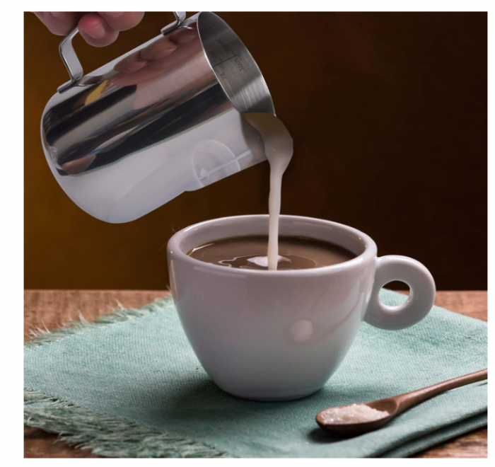 Cana pentru spumă de lapte 350 ml, inox 18/8, pentru latte art, jug profesional cu vârf subțire [6]