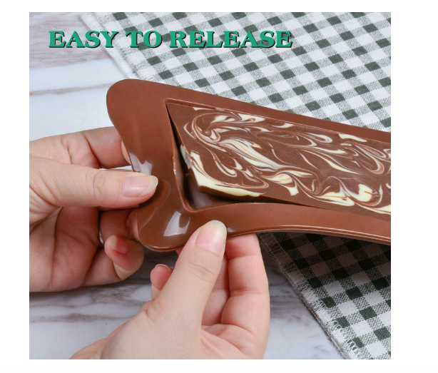 Set din silicon reutilizabil pentru ciocolată break‑apart – food‑grade, non‑stick, flexibil, rezistent la temperaturi între –40 °C și +230 °C. [2]