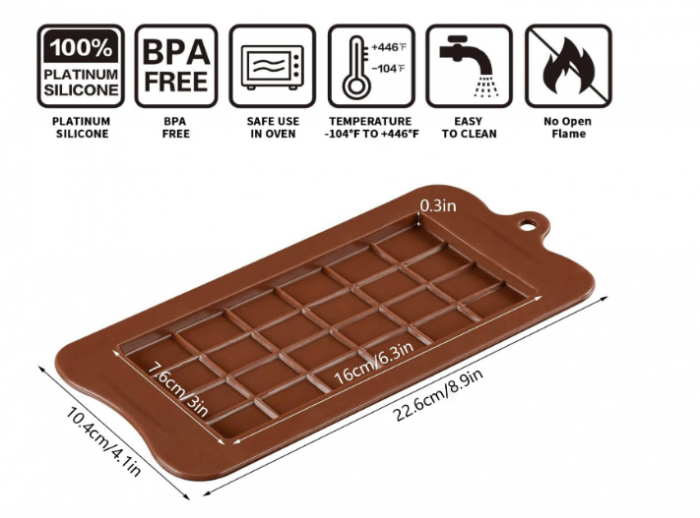 Set din silicon reutilizabil pentru ciocolata break,  apart ,   food,  grade, non,  stick, flexibil, rezistent la temperaturi intre ,  40,    C si +230,    C.
