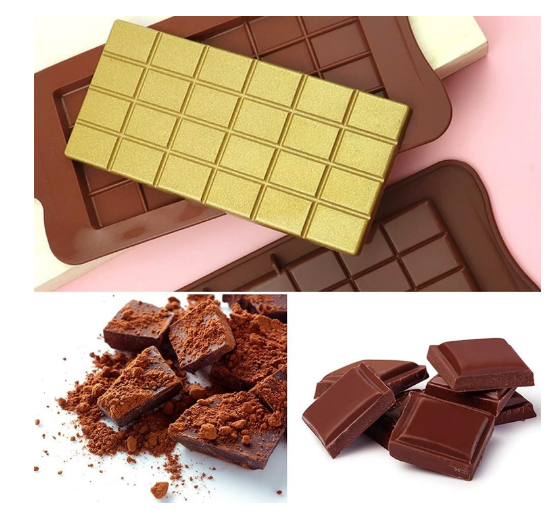 Set din silicon reutilizabil pentru ciocolată break‑apart – food‑grade, non‑stick, flexibil, rezistent la temperaturi între –40 °C și +230 °C. [5]