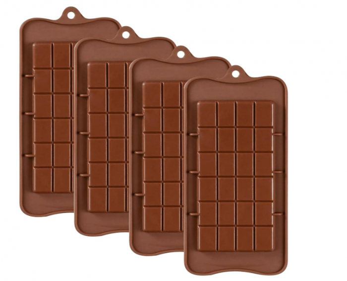 Forma de ciocolata din silicon, 4 bucati, culoare maro, reutilizabila