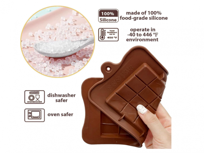 Forma de ciocolata din silicon, 4 bucati, culoare maro, reutilizabila [4]