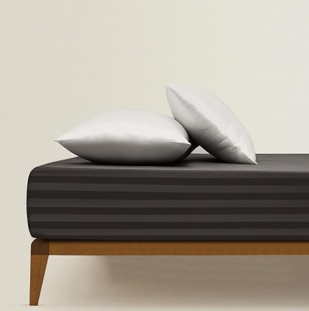 Cearceaf 180×200 cm Satin Anthracite cu Dungi – Respirant, Elastic Integral, Bonnet 15–30 cm [7]