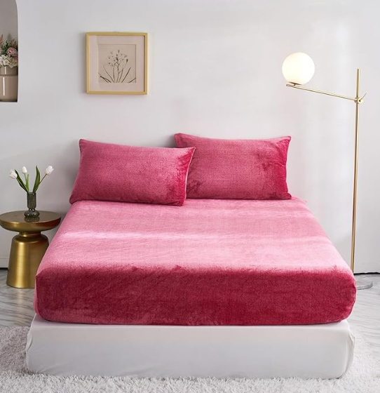 Cearceaf de pat cu elastic, din plus termic tip casmir, 140 x 200 x 30 cm