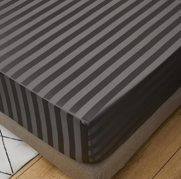 Cearceaf 180×200 cm Satin Anthracite cu Dungi – Respirant, Elastic Integral, Bonnet 15–30 cm [4]