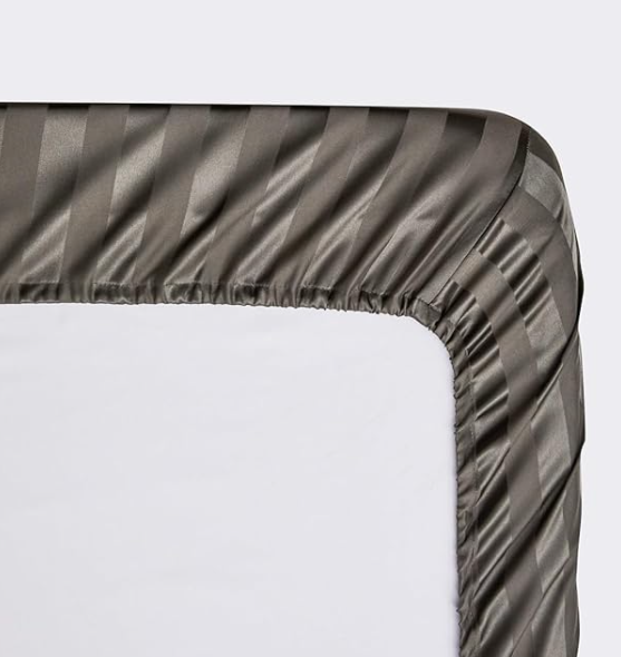Cearceaf 180×200 cm Satin Anthracite cu Dungi – Respirant, Elastic Integral, Bonnet 15–30 cm [5]