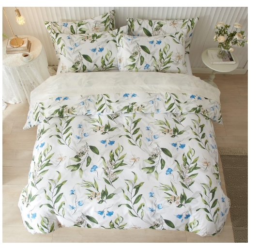 Set husă pilotă 240 × 260 cm + 2 fețe pernă 65 × 65 cm, microfibră – model frunze, cu fermoar [3]