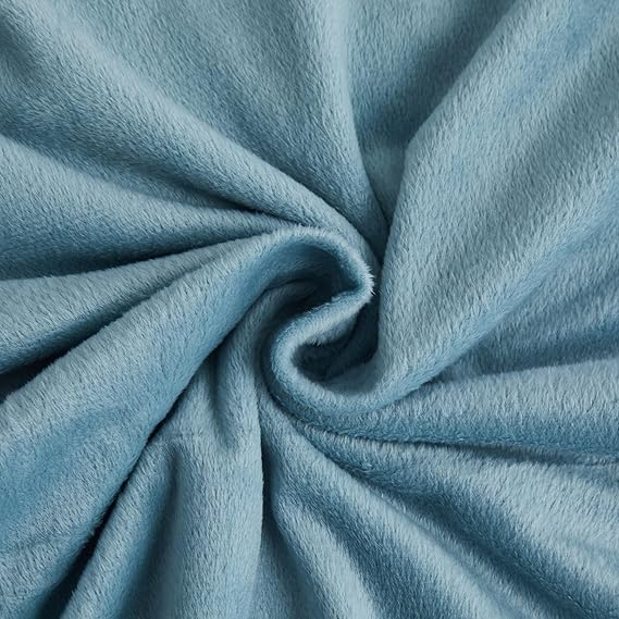 set husa pilota 200x220 cm, flanel pufos de iarna, albastru deschis, microfibra fleece, cu 2 fete de perna 80x80 cm, inchidere cu fermoar [7]