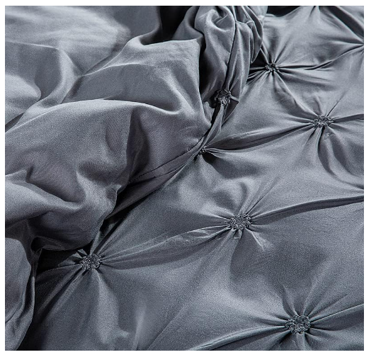 Set husă pilotă pliuri (pleated) din microfibră, neagra, set dublu 220×240 cm + 2 fețe pernă 65×65 cm, cu fermoar [5]