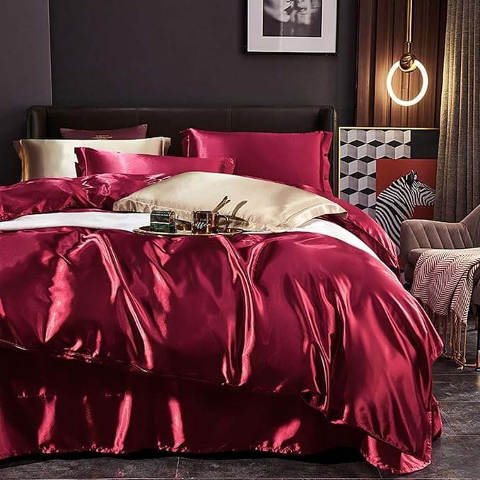 Set husa pilota Freyamy, rosu vin – 240x260cm si 2 fete de perna 65x65 cm, lux, material premium, marime Double [2]