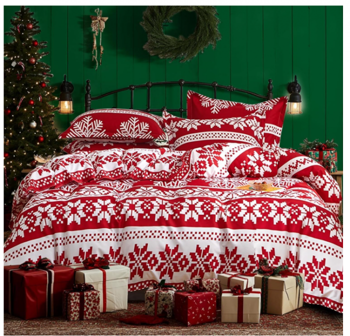 Set husa pilota, Christmas Snowflake 135A 200,  cm  + fata perna 80A 80,  cm