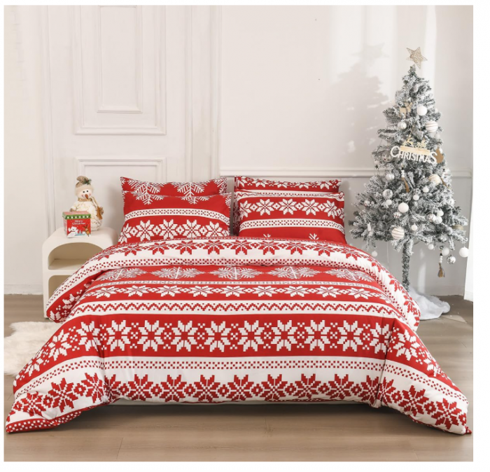 Set husa pilota, Christmas Snowflake 135×200 cm  + față pernă 80×80 cm [4]