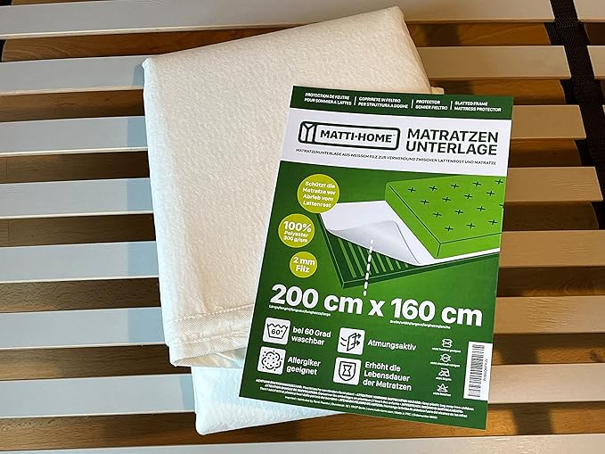 Protectie Saltea din Fetru pentru Cadru cu Sipci 160x200 cm, Suport Respirabil din Poliester 100%, Strat de Protectie pentru Saltea [6]