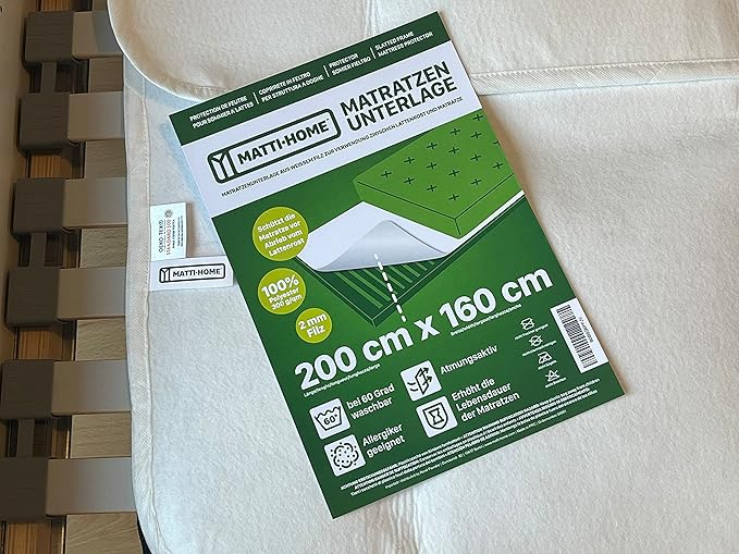 Protectie Saltea din Fetru pentru Cadru cu Sipci 160x200 cm, Suport Respirabil din Poliester 100%, Strat de Protectie pentru Saltea [3]