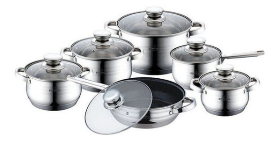 Set de oale din inox Bohmann, 10 piese, interior marmorat [2]