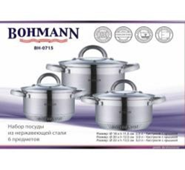Set oale inox 6 piese Bohmann 5.0L, 3.9L 2.9L, 7 straturi, inductie, capace sticla, inox [2]