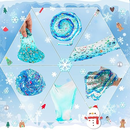 Set Snowman Slime – Lut slime și slime cristalin cu accesorii variate, 360 ml, saculet petrecere copii, cadou aniversar fete și băieți, set DIY [5]