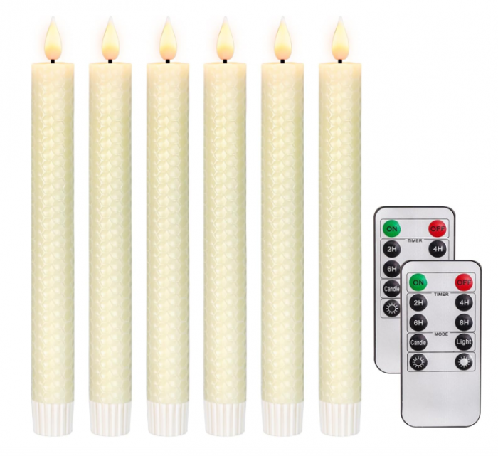 Set 6 lumanari LED tip candela, cu flacara , zdansanta,  , alimentate cu baterii, cu telecomanda si temporizator, decor Craciun  Halloween