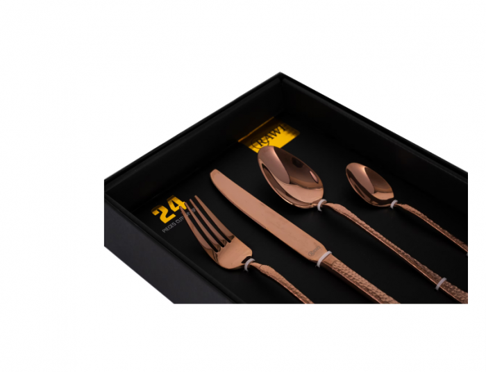 Set 24 tacamuri cu model, stainless stell, pentru 6 persoane, RAWI-24CF [2]