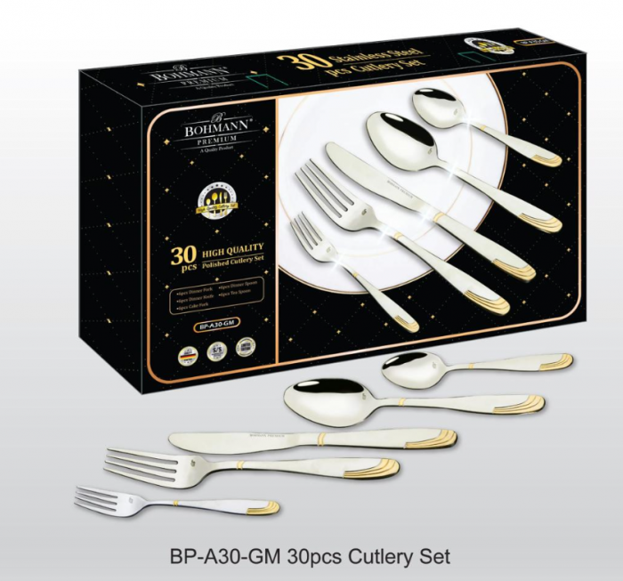 Set tacamuri 30 piese Bohmann Premium BPA30-GM, Otel inoxidabil [2]