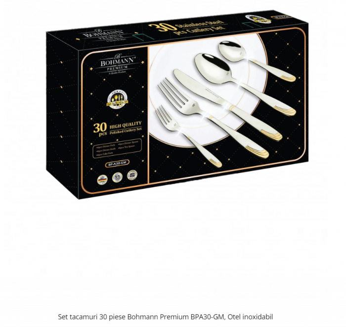 Set tacamuri 30 piese Bohmann Premium BPA30-GM, Otel inoxidabil [3]