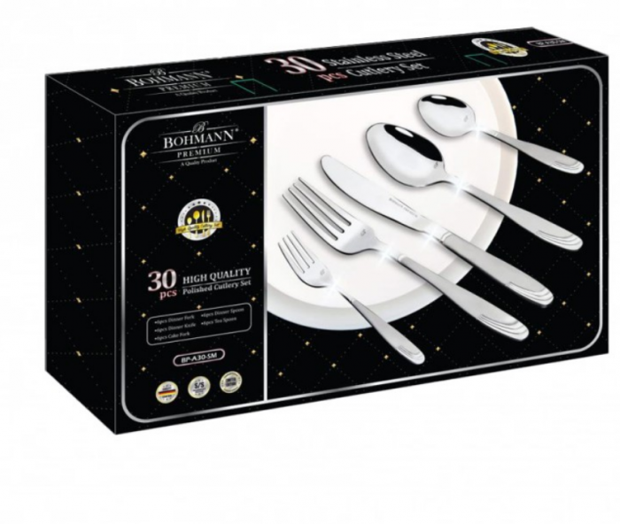 Set tacamuri 30 piese Bohmann Premium, Otel inoxidabil, argintiu [2]