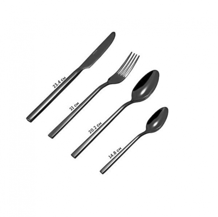 Set tacamuri din inox, 24 piese, negru lucios, Voltz [2]