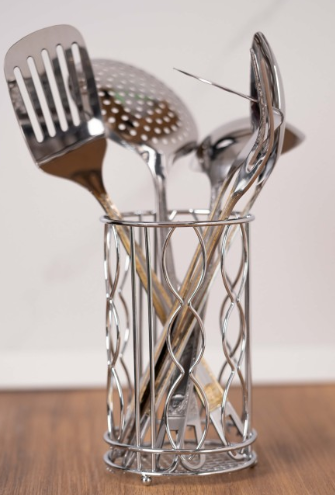 Set ustensile gatit, 7 piese, suport inclus, otel inoxidabil, Rosberg, auriu [10]