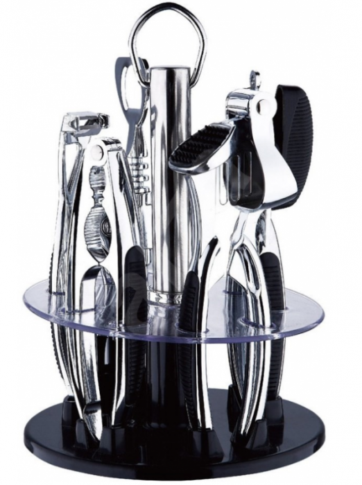Set ustensile de bucatarie, Bohmann, 6 piese, suport rotativ, inox [8]