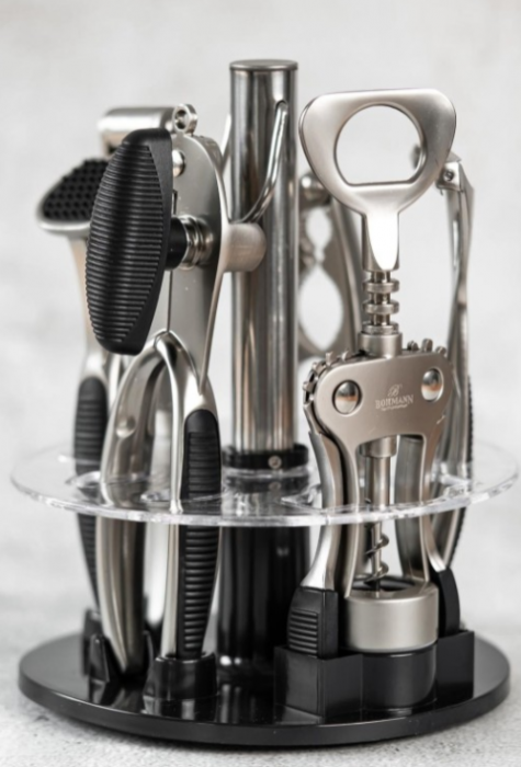 Set ustensile de bucatarie, Bohmann, 6 piese, suport rotativ, inox [2]