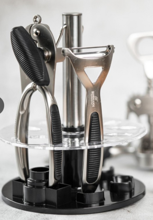Set ustensile de bucatarie, Bohmann, 6 piese, suport rotativ, inox [4]