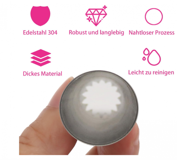 Set 3 duze inox pentru poș de decorat – modele #2CZ, #2DZ, #4B + 5 poșuri de unică folosință și 2 cleme [3]