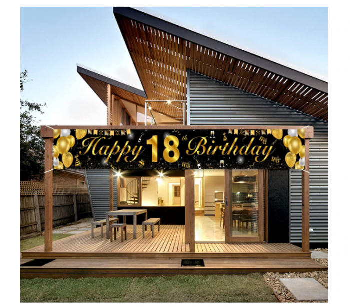Setul de baloane pentru petreceri Happy 18 Birthday Balloons  - 18 ani, auriu + negru [4]