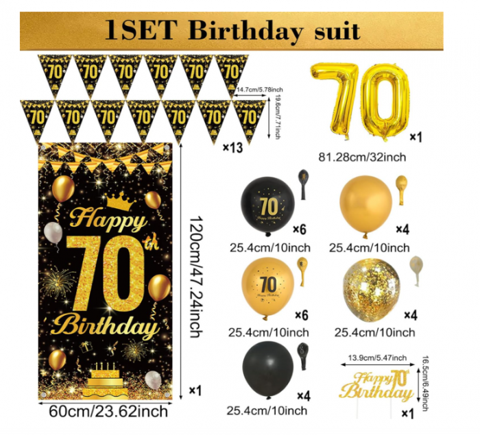 Setul de baloane pentru petreceri Happy Birthday Balloons  70 ani [3]