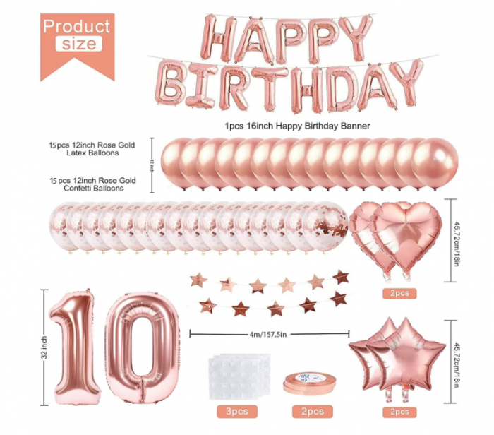 Setul de baloane pentru petreceri Happy Birthday Balloons  10 ani [2]
