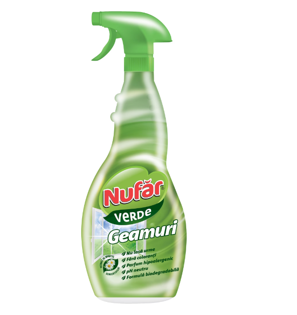 Solutie curatare geamuri Nufar Verde, 500 ml