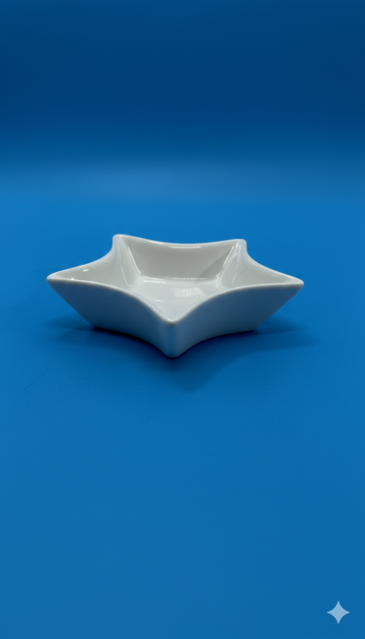 Sosiera din portelan, in forma de stea, alba, pentru sosuri si dressing [4]